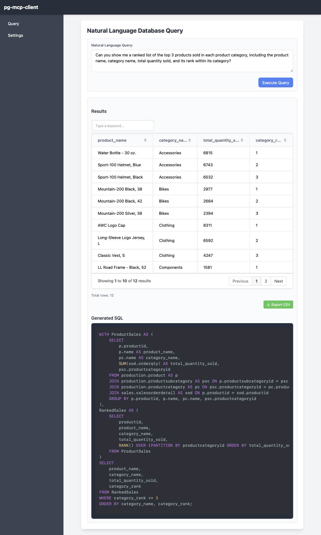 PG-MCP-Client Screenshot